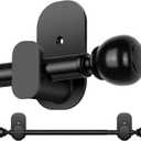 Curtain Rods No Drilling 32 to 58 Inches, USFOOK 5/8 Inch No Drill Curtain Rods for Windows with 3M Adhesive Brackets, Renter Friendly Curtains Pole with Black Round Finials