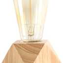 Small Wood Table Lamp, Bedside Lamp with Diamond Wooden Base E26 60W Industrial Night Light Boho Deco for Bedroom, Living Room or Office(No Bulb)
