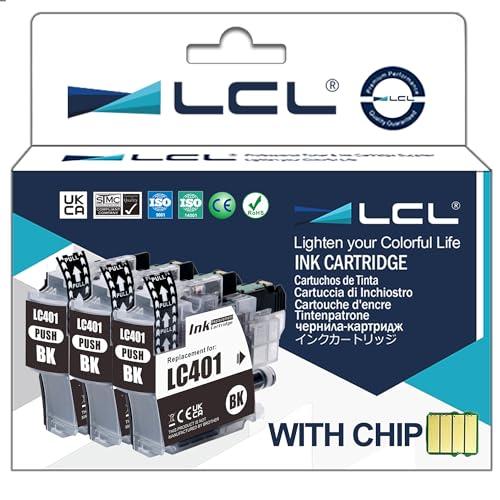 LCL Compatible Ink Cartridge Replacement for Brother LC-401 LC401 LC-401BK LC401BK MFC-J1010DW MFC-J1012DW MFC-J1170DW (3-Pack Black)