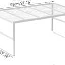 Kitchen Cabinet Storage Shelf Stackable Wire Spice Rack Organizer Heavy Duty Space Saver for Bathroom Bedroom Closet Laundry Room Office Countertop - White, Pack 1