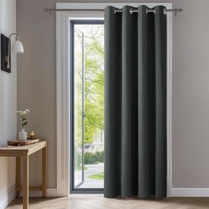 Deconovo Blackout Curtain Panel  Solid Grommet Top, Thermal Insulated & EnergySaving, MachineWashable Room Darkening Window Treatment for Bedroom & Living Room, 1 Panel, Dark Grey, 42W x 63L