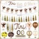 2 x VitalCozy 48 Pcs Fall Martini Birthday Party Decorations a Tini Bit Older Banner Martini Garland Gold Brown Bow Balloons Spirals Ribbon for Women Bar Birthday Bachelorette Bridal Shower