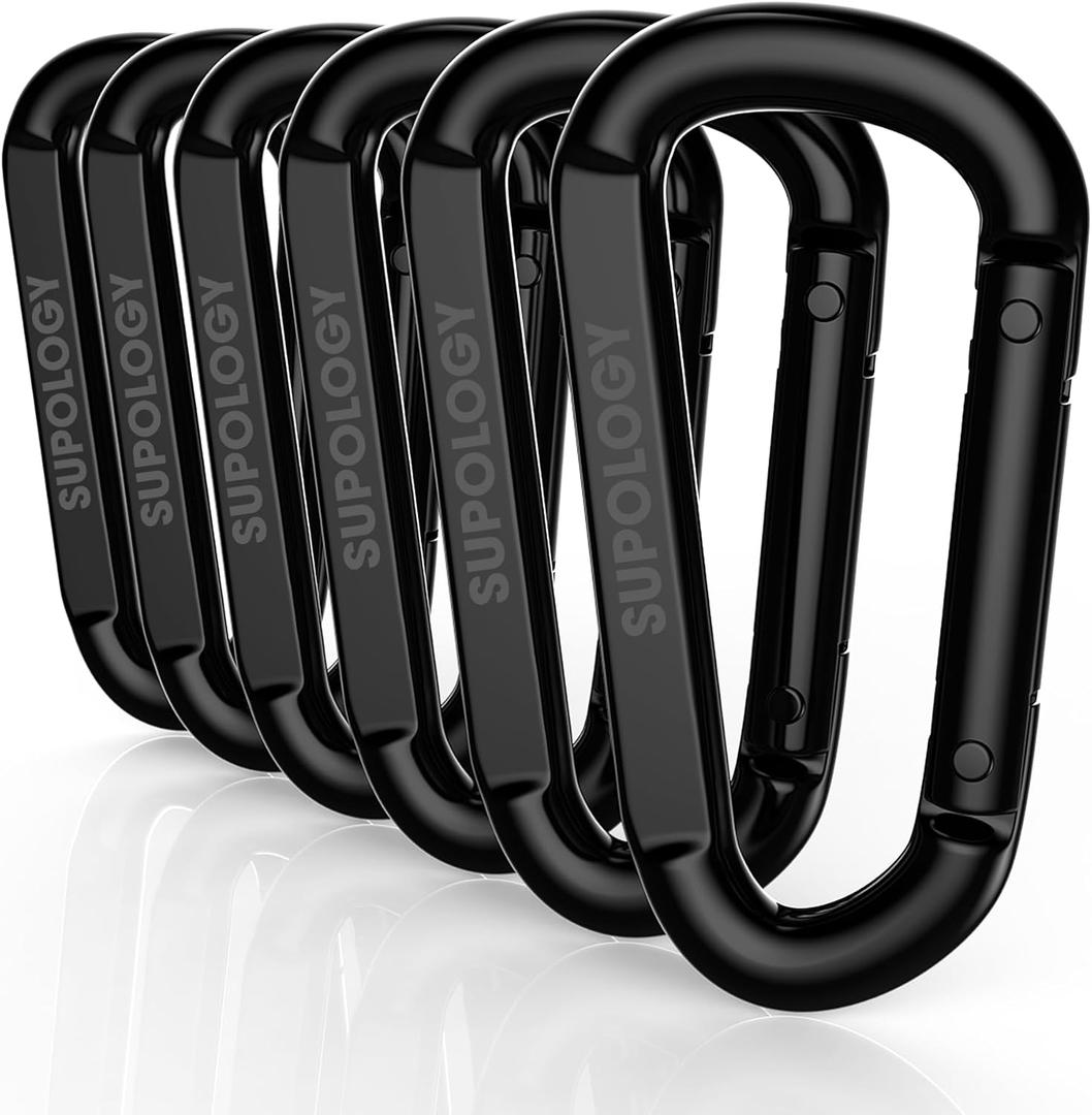 Heavy Duty Carabiner Clip, Steel Carabiners 1100lbs 3" D Shaped Spring Hook Small Clips for Hammocks, Hiking, Keychains, Outdoors and Gym, Dog Leash and Key Ring