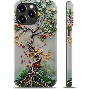 for iPhone 13 Pro Case Cute - Wireless Charging Compatible - Dual-Layer Hard Shell + Silicone Cover - Protective Phone Case Aesthetic Trendy Designs for Women - Tree of Life