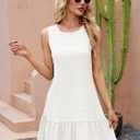 Naggoo Summer Dresses for Women 2025 Flowy Tank Dress Sundresses Swimsuit Coverup White (M)