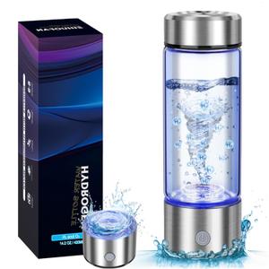 2025 New Hydrogen Water Bottles, Portable Hydrogenated Water Bottle with SPE PEM Technology, 420ml Hydrogen Water Bottle Generator, Rechargeable Ionizer Machine for Office, Home, Travel (Silver)