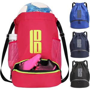 brooman Youth Soccer Bags Boys Girls Soccer Basketball Volleyball & Football Backpack (Rose)