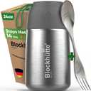 Blockhtte Food Thermos for Adults - 24 oz | Wide Mouth Thermos for Soup with Spork & Brush | Stainless Steel Thermal Lunch Box 14h Hot | Insulated Lunch Containers for Travel, Work, School