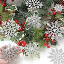 Christmas Ornaments Snowflake Decorations Christmas Tree Indoor Outdoor Decoration 36 Pcs Plastic Glitter Silver Snowflake Ornaments Set Hanging Winter Wonderland Holiday Party Decorations