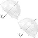 totes Adult Clear Bubble Umbrella with Dome Canopy and Lightweight Wind and Rain Protection  Clear - 2pk