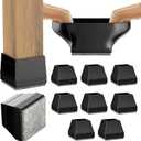 Square Chair Leg Protectors for Hardwood Floors, 8 Pcs Silicone Felt Furniture Leg Cover,Fit: 2.25" -2.75" Black.