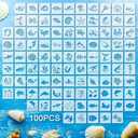 100 Pcs Stencils for Painting on Wood Reusable Stencil Crafts Drawing Templates Holiday Wall Paper for DIY Scrapbook Home 2 x 2 Inch(Marine Life)