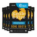 Kettle & Fire Organic Classic Chicken Bone Broth, Reduced Sodium, No Preservatives, Non GMO, 16.9 Ounces (Pack Of 6), BBD 19JUN 2027