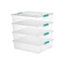 Clear Stackable Storage Bins with lid Storage Boxes Durable Plastic Organizer Containers for Home Office, Kitchen, Craft Supplies (10 Quart, 4 Pack Green)