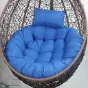 Eoieov Outdoor Egg Chair Cushion Waterproof with Headrest Pillow Blue Thicken Hanging Chair Cushions Replacement for Proch Patio Backyard Furniture