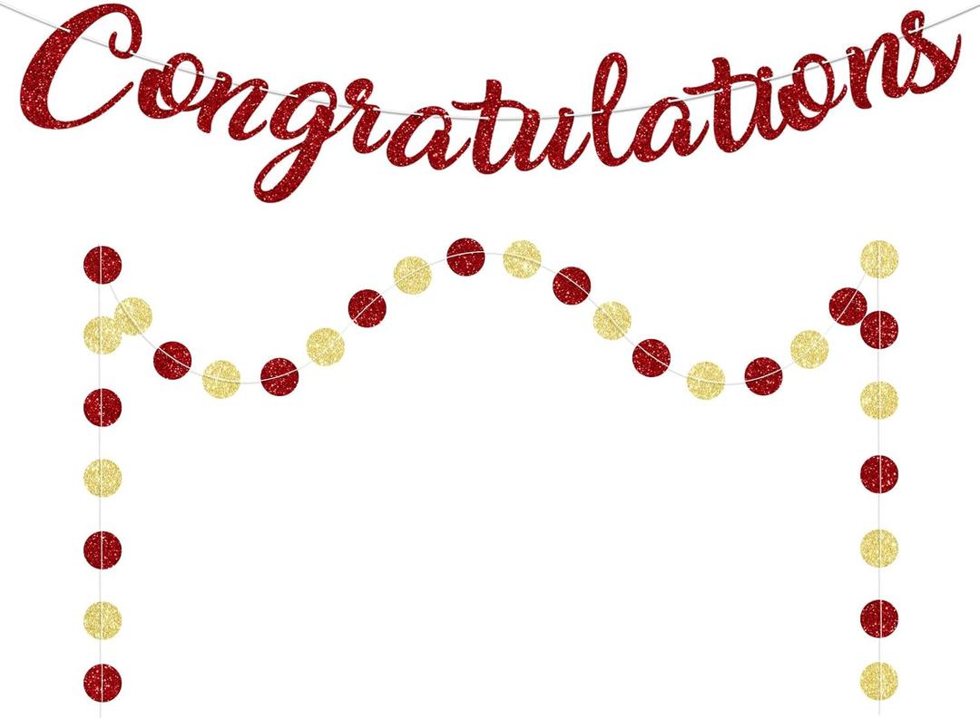 Red Congratulations Banner Sign Prestrung Congrats Banner Garland Congratulations Decorations Congrats Graduation Banners for Graduation Decorations Retirement Wedding Party Decor Supplies