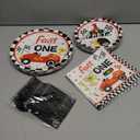 Fast One Birthday Decorations for Boys Racing Car 1st Birthday Party Supplies Fast One Plates Napkins Forks Checked Race Car Disposable Paper Plates Tableware Set for Kids Favors Serve 25