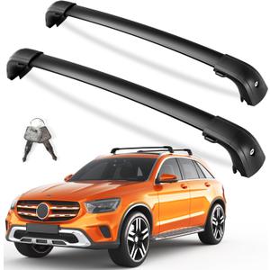KINGGERI 300lb Lockable Roof Rack Cross Bars Compatible with Mercedes Benz GLC 2016-2022 with Flush Side Rails, Heavy Duty Aluminum Roof Rails Crossbars Luggage Accessories