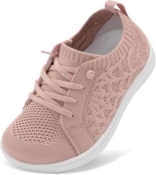 JOINFREE Todaler Shoes Minimalist Sneakers Zero Drop Casual Indoor Outdoor Walking Breathable Tennis DarkPink Size 6