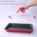 10x15 Jelly Roll Pan with Lid, Nonstick Carbon Steel Baking Pan with Locking Cover & Foldable Carry Handle, Rectangular Cake Pan Carrier for Swiss Roll, Brownies, Bars, Potluck & Bake Sale Desserts