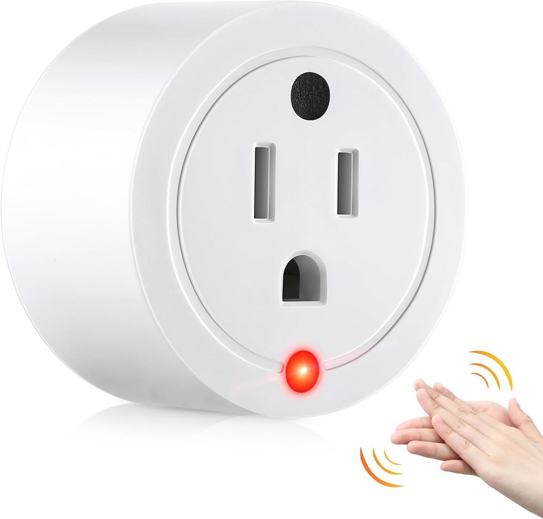 Saillong Clapping Light Control Switch, Compact Design, 220V Mini Wireless Wall Outlet, Clap On Clap Off Lights Controllers, Clapping Light Control for Bedroom, 10A/1200W(White,1 Pcs)