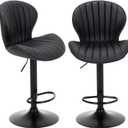 COLAMY Bar Stools Set of 2, Modern Swivel Bar Chairs, Adjustable Faux Leather Upholstered Barstools Counter Height with High Backrest for Bar, Kitchen Island, Dining Room, Black