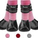 BINGPET Anti-Slip Dog Socks for Hardwood Floors,Injury Prevent Licking Dog Booties,Traction Control Paw Protector Dog Shoes for Hot Pavement with Reflective Straps for Small Medium Large Dogs, Size S