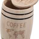 NUOBESTY Wooden Barrel Canister with Airtight Lid Small Kitchen Storage Container for Coffee Beans Tea Leaves Sugar Rustic Farmhouse Decor 6.88X4.92X4.92In