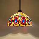 Capulina Tiffany Lamp Cream Brown Stained Glass Pendant Light 12 Inches