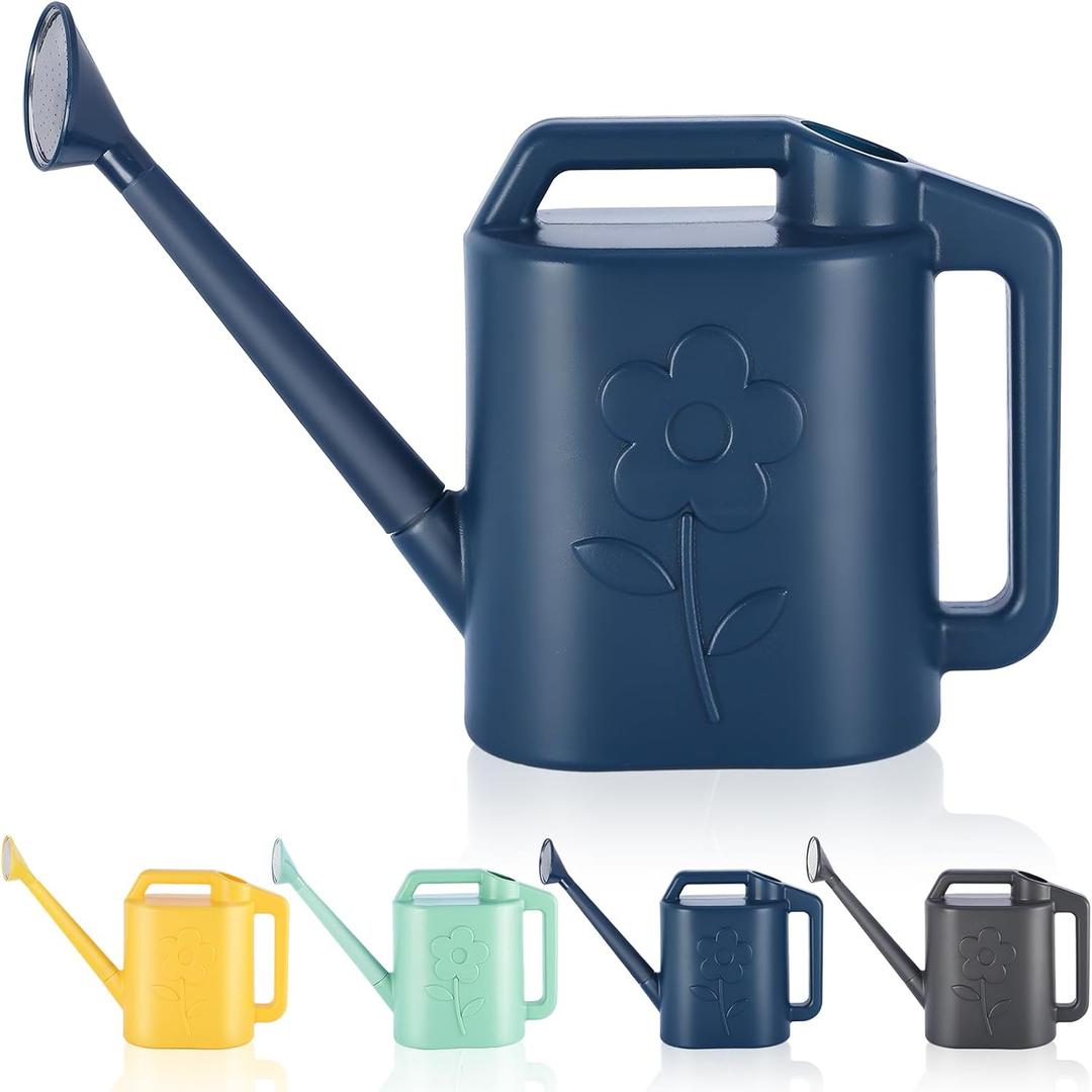 2 Gallon Watering Can for Indoor Plants, Garden Watering Cans for Outdoor Plant House Flower, Modern Plant Watering Can Large Long Spout with Sprinkler Head (Blue)