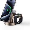 4 in 1 Magnetic Wireless Charging Station,15W Fast Charging with Night Light for MagSafe Charger Stand,3 in 1 Wireless Charger for iPhone 17/16/15/14/13 Pro Max,Apple Watch & AirPods,Sand Gold