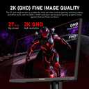 Gawfolk 27 inch 2K QHD(2560×1440) PC Screen, 180Hz Gaming Monitor, 1ms Without Bezel, FreeSync,100% sRGB, 178° Wide Viewing Angle, HDMI2.0 & DisplayPort 1.4, 75 * 75MM Wall Mount Compatible- Black