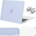 MOSISO Compatible with MacBook Air 13 inch Case 2025 2024 2023 2022 M4 A3240 M3 A3113 M2 A2681, Plastic Hard Shell&Keyboard Cover&Screen Film&Type C for MacBook Air 13.6 inch Case, Pastel Blue