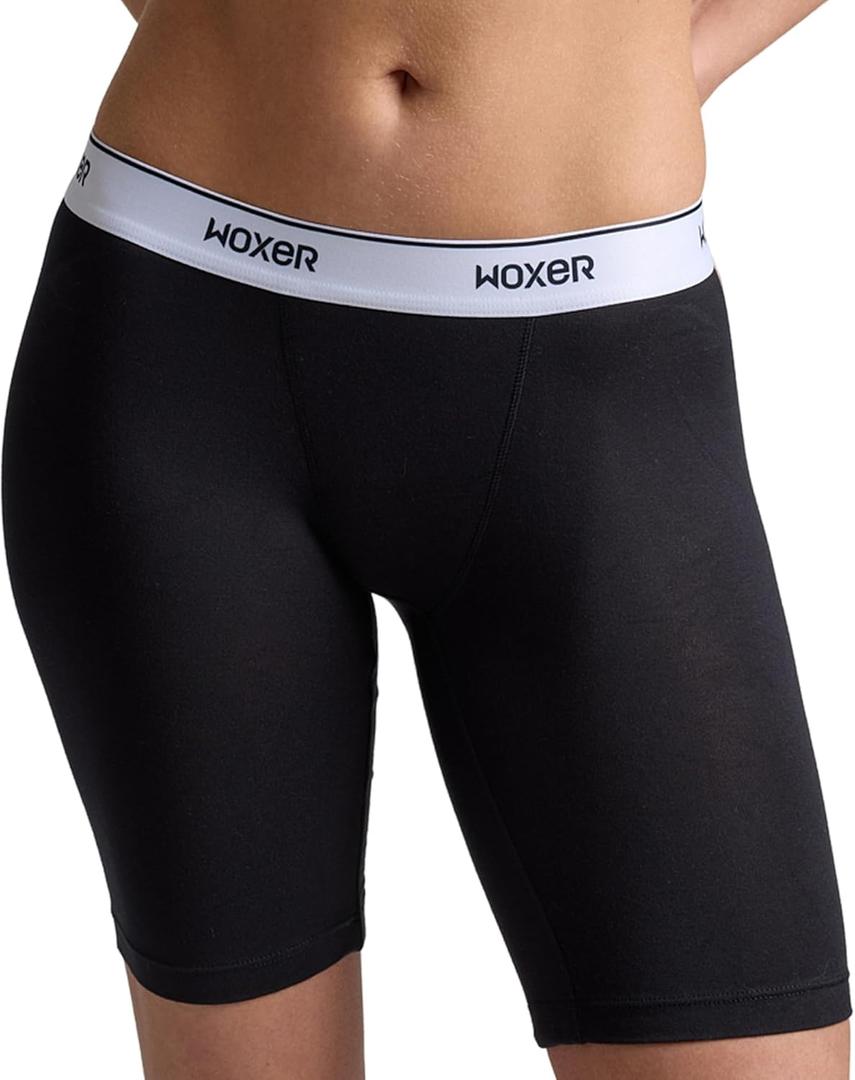 Woxer Womens Boxers - Biker 9" Boy Shorts Underwear for Women - Boxers for Women, Womens Boxer Briefs & Briefs for Women (Small, Black)