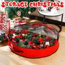 Aliceset 4 Pack Wreath Storage Containers, Ornament Garland Wreath Storage Bags with Handle Zipper Decorative Storages Box for Winter Valentine Wreaths(36 x 36 x 7.8 Inch,Red)