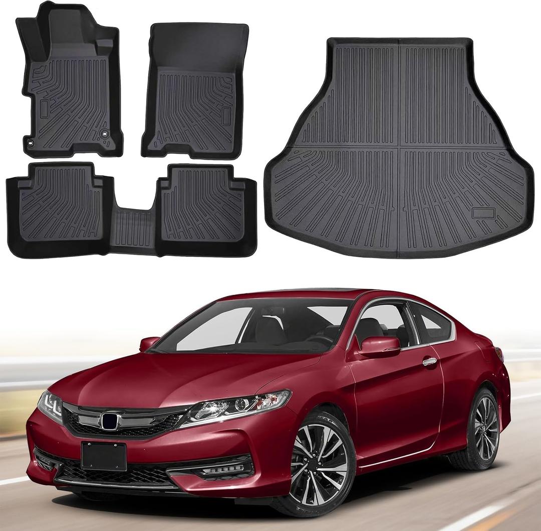 Floor Mats Cargo Liner for Honda Accord 2013-2017(Sedan ONLY), Custom Fit All-Weather Rubber Car Liners, Waterproof Anti-Slip Floor Accessories for Accord EX/EX-L/LX/LX-S/Sport/Touring