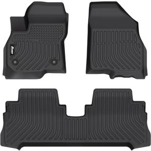 IKON MOTORSPORTS 3D TPE Floor Mats, Compatible with 2017-2023 Chevrolet Bolt EV, All Weather Waterproof Anti-Slip Floor Liners, Front & 2nd Row Full Set Car Interior Accessories, Black