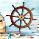 Tatuo 2 Pcs Ship Wheel Wall Decor Pirate Party Decorations Thin Flat Wooden Nautical Wall Art 2d Wood Beach Boat Cruise Ship Steering Wheel for Home Bedroom Decor(18 Inch)