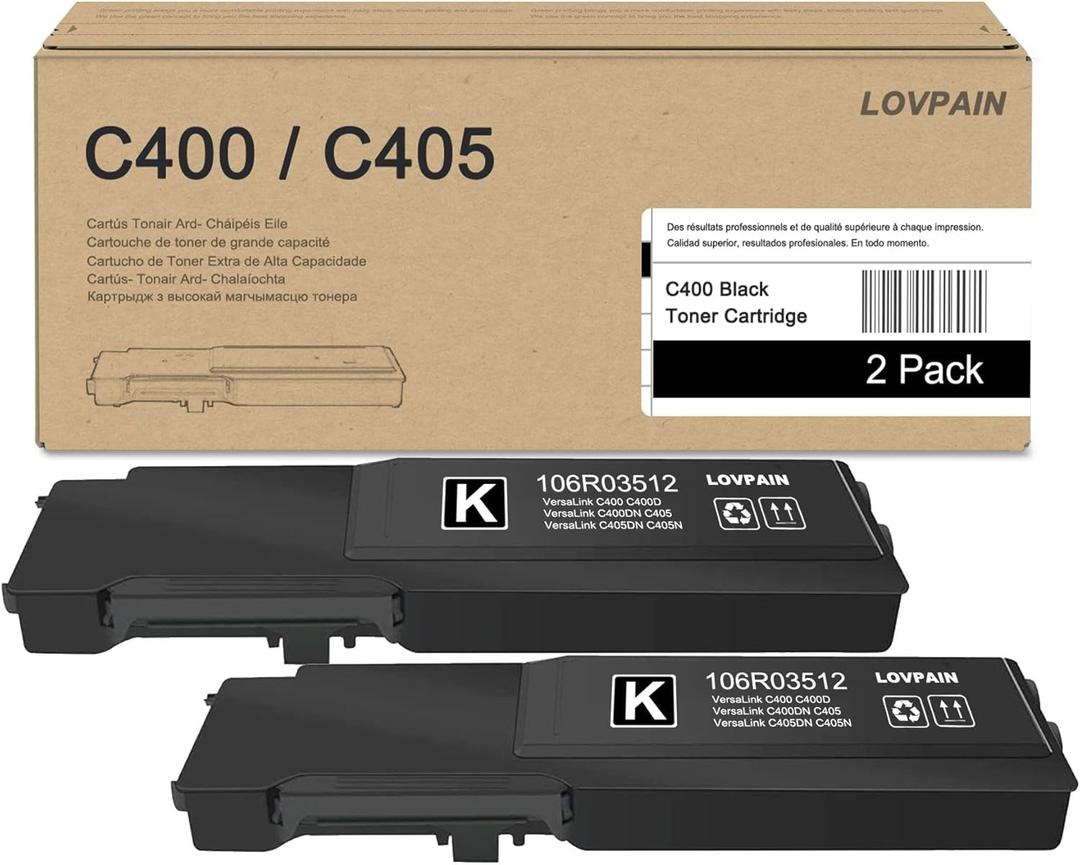 VersaLink C400/C405 Black High Capacity Toner Cartridge (5,500 Page/Pack) 2 Pack - Lvan 106R03512 Toner Cartridge Replacement for Xerox VersaLink C400 C405 Printer