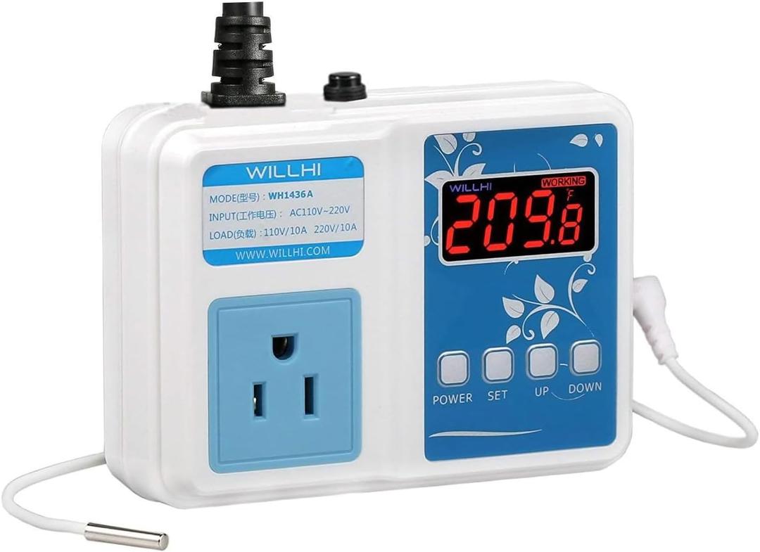 WH1436A 10A Temperature Controller 110V Digital Thermostat Switch Sous Vide Controller NTC 10K Sensor Improved Version