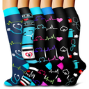 Bluemaple 6 Pack Copper Compression Socks for Women and Men Circulation-Best Support for Medical, Running,Nursing,Athletic L/XL