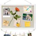 Cork Board with Linen White,Bulletin Board 17"x12" Hanging Corkboards for Office Home School Message Board or Vision Board Decoration.