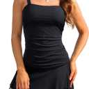 Womens Two Piece Tankini Bathing Suits with Skirt Tummy Control Swimsuits Ladies Swimwear (XX-Large, Black)