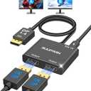4K@60Hz DisplayPort to Dual DisplayPort Splitter Adapter, Display Port Splitter for Dual Monitors, DP 1.4 Splitter 1 in 2 Out, Displayport MST Hub for PC, Graphics Card, NVIDIA, AMD (Gold)