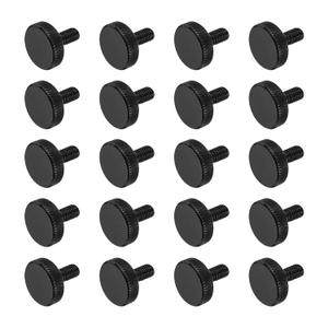 MECCANIXITY 15pcs M5 x 6mm Knurled Thumb Screws, Black Steel Flat Head Thumb Screws Metric Knurled Bolts Grip Knobs Hand Tighten Thread Fasteners