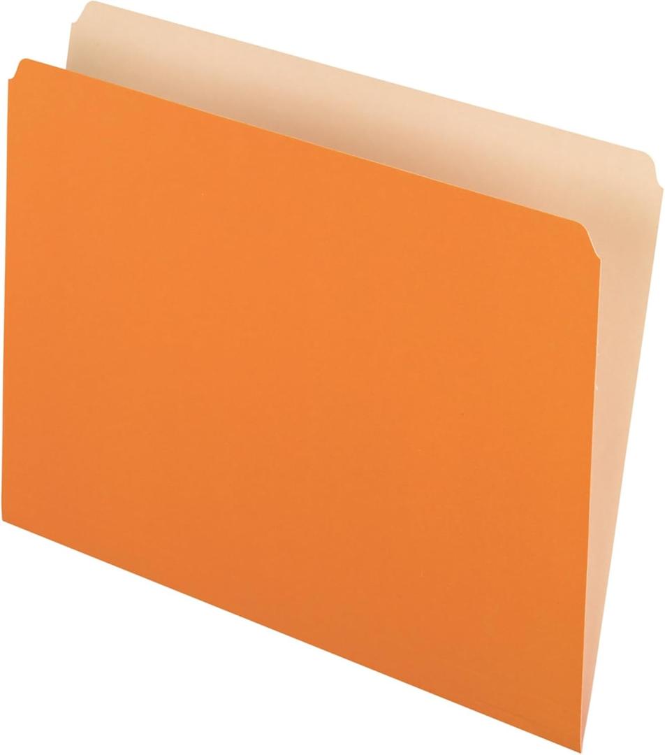 Pendaflex Two-Tone Color File Folders, Letter Size, Orange, Straight Cut, 100/BX (152 ORA)