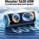 Monster S620 Bluetooth Speaker, Wireless Portable Outdoor Bluetooth Speakers, 60W True Wireless Stereo IPX8 Waterproof, Dual PairingBluetooth 5.4 Built-in Mic, Perfect for Home, Blue