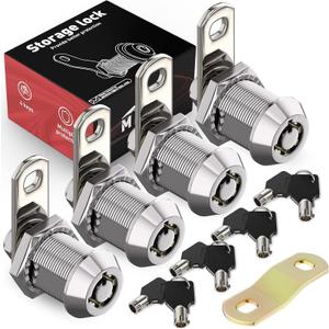 MKING 4 Pack 90Cam Lock,1-1/8" Tool Box Locks with Keys,Cabinet,Mailbox Lock for RV Storage Lock Keyed Alike Toolbox Replacement Set
