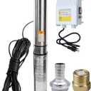 Deep Well Submersible Pump with Control Box, 1HP 110V Deep Well Pump Submersible Water Pump for Industrial Irrigation and Home, 100FT Power Cord, 33GPM,305FT Lift,Long Life,4" OD