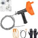 Drain Snake Auger 33 Feet, Plumbing Snake Drain Hair Clog Removal Tool, Heavy Duty Toilet Snake Auger, Sink Unclogger Drain Cleaner Tool for Bathroom Kitchen Tub Shower Drain Clog Remover with Gloves